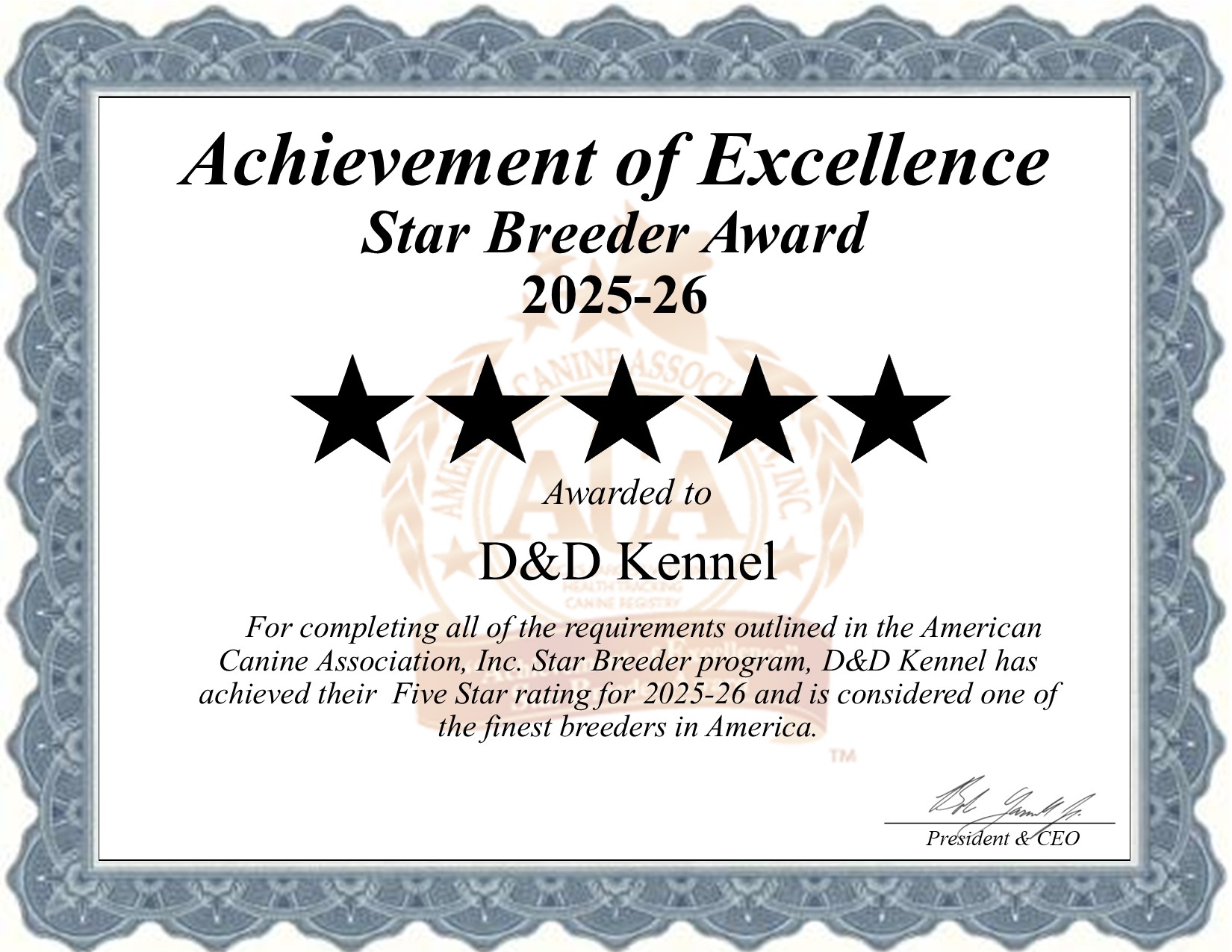 D&D, Kennel, dog, breeder, star, certificate, D&D-Kennel, Clifton, KS, Kansas, puppy, dog, kennels, mill, puppymill, usda, 5-star, aca, ica, registered, Schichon